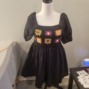 Baevely Black Crochet Mini Dress Size Small